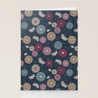 Mums and Vines Floral Burgundy Blues Stationery Card Gallery Image 2