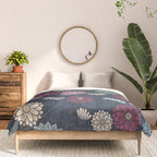 Mums and Vines Floral Burgundy Blues Comforter Gallery Image 3