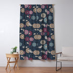 Mums and Vines Floral Burgundy Blues Window Curtain Gallery Image 5