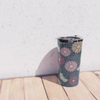 Mums and Vines Floral Burgundy Blues Travel Mug Gallery Image 4