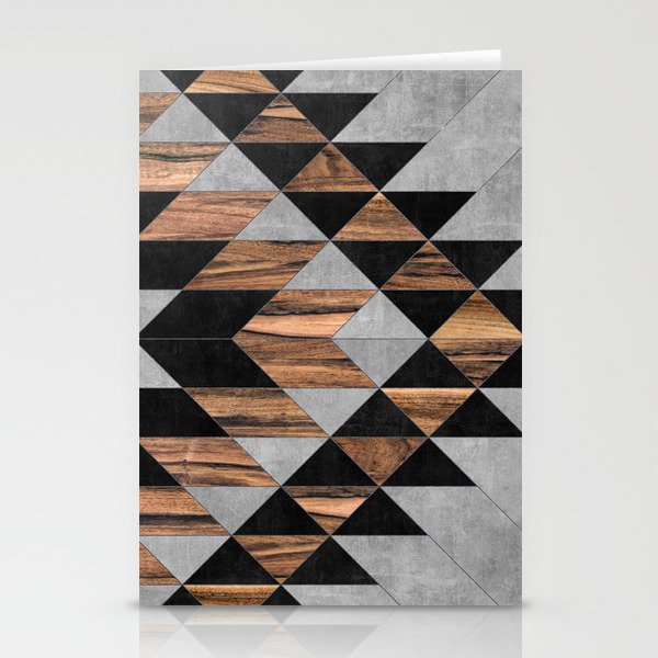 Urban Tribal Pattern No.10 - Aztec - Concrete and Wood Stationery Card Gallery Image 1