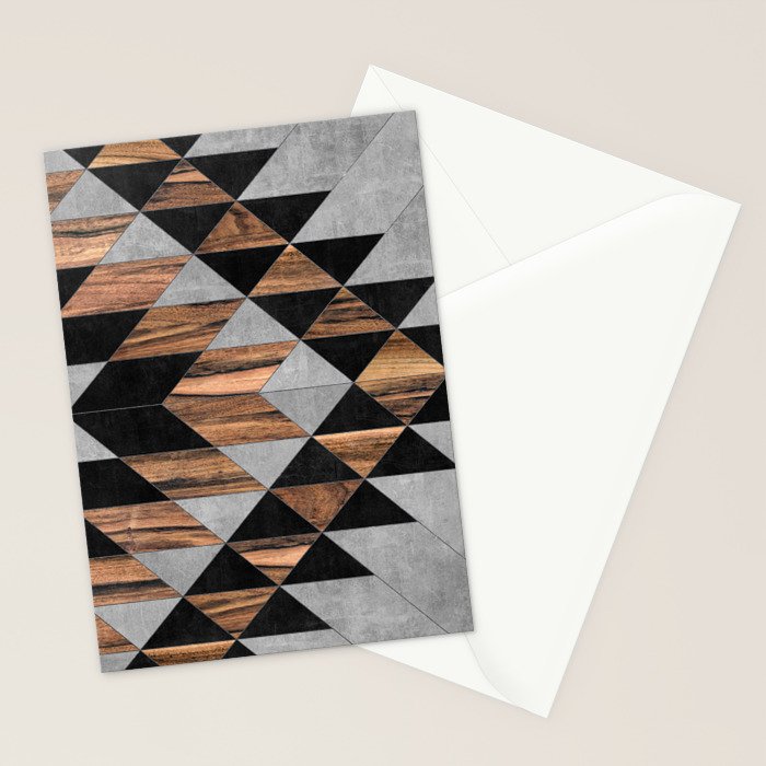 Urban Tribal Pattern No.10 - Aztec - Concrete and Wood Stationery Card Gallery Image 2