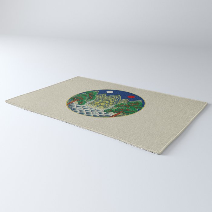 Five peaks of the sun and moon : Kingâs painting (Minhwa-Korean folk art) Rug Gallery Image 3