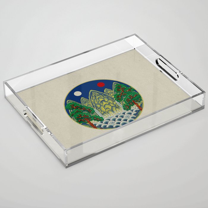 Five peaks of the sun and moon : Kingâs painting (Minhwa-Korean folk art) Acrylic Tray Gallery Image 1