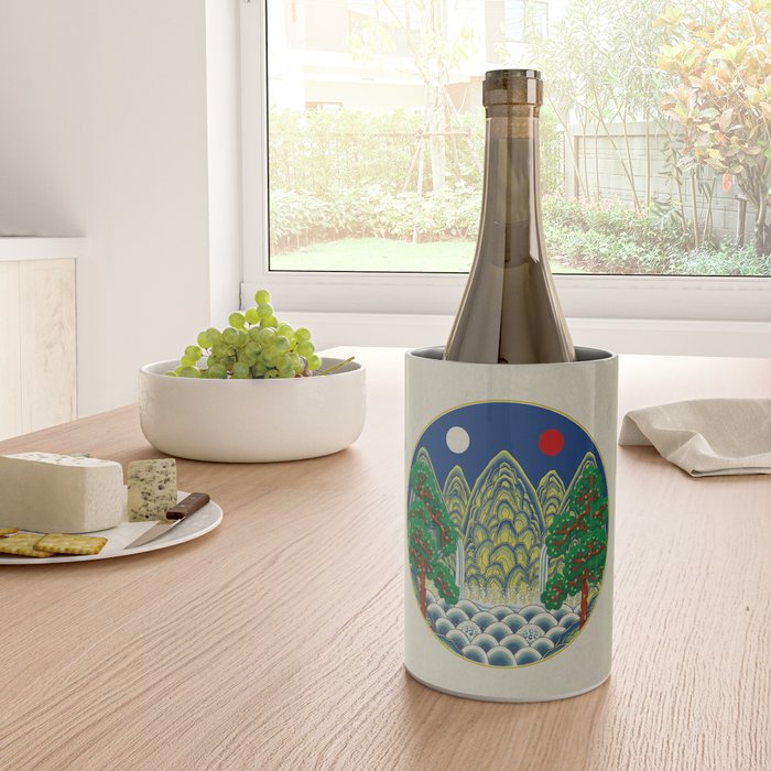 Five peaks of the sun and moon : Kingâs painting (Minhwa-Korean folk art) Wine Chiller Gallery Image 4