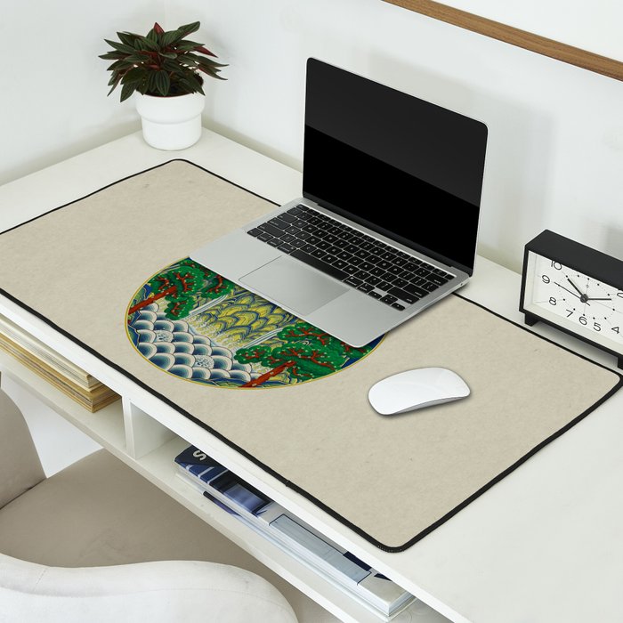 Five peaks of the sun and moon : Kingâs painting (Minhwa-Korean folk art) Desk Mat Gallery Image 2