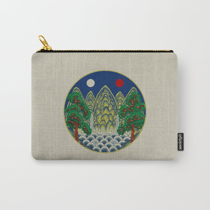 Five peaks of the sun and moon : Kingâs painting (Minhwa-Korean folk art) Carry All Pouch Gallery Image 1