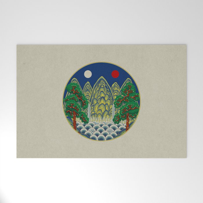 Five peaks of the sun and moon : Kingâs painting (Minhwa-Korean folk art) Welcome Mat Gallery Image 1
