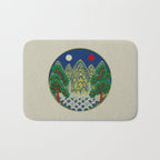 Five peaks of the sun and moon : Kingâs painting (Minhwa-Korean folk art) Bath Mat Gallery Image 1