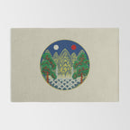 Five peaks of the sun and moon : Kingâs painting (Minhwa-Korean folk art) Rug Gallery Image 2
