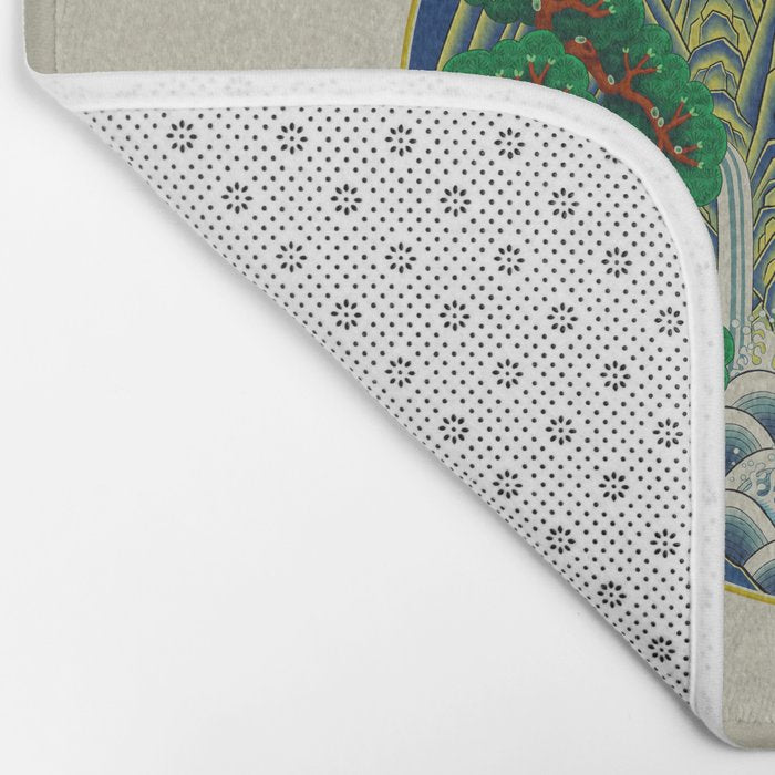 Five peaks of the sun and moon : Kingâs painting (Minhwa-Korean folk art) Bath Mat Gallery Image 2