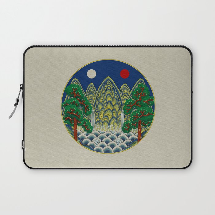 Five peaks of the sun and moon : Kingâs painting (Minhwa-Korean folk art) Laptop Sleeve Gallery Image 1