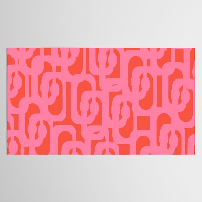 Contemporary Abstract Loop Pattern in Pink and Orange Red Tablecloth Gallery Image 2