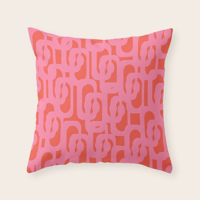 Contemporary Abstract Loop Pattern in Pink and Orange Red Throw Pillow Gallery Image 1