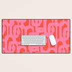 Contemporary Abstract Loop Pattern in Pink and Orange Red Desk Mat Gallery Image 1
