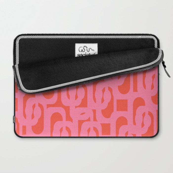 Contemporary Abstract Loop Pattern in Pink and Orange Red Laptop Sleeve Gallery Image 2