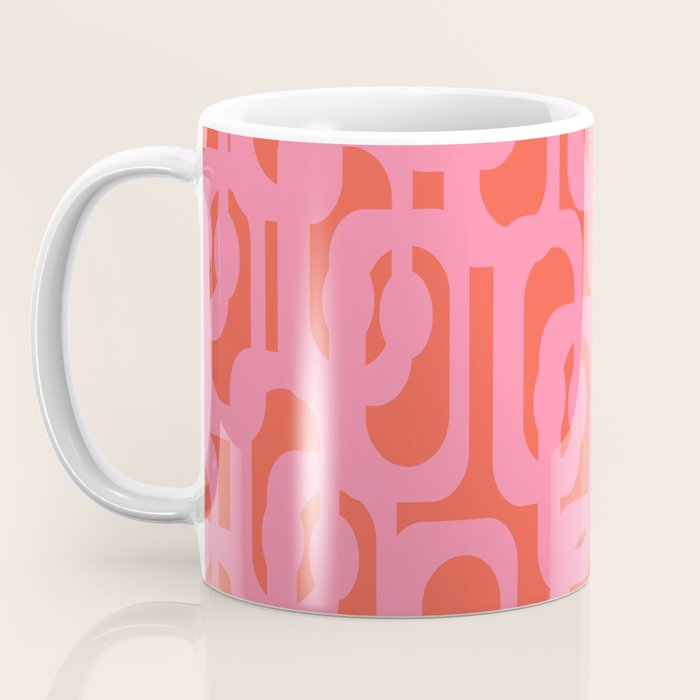 Contemporary Abstract Loop Pattern in Pink and Orange Red Coffee Mug Gallery Image 3