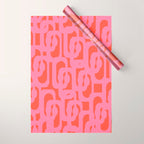 Contemporary Abstract Loop Pattern in Pink and Orange Red Wrapping Paper Gallery Image 1