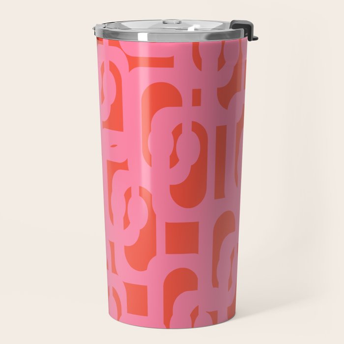 Contemporary Abstract Loop Pattern in Pink and Orange Red Travel Mug Gallery Image 2