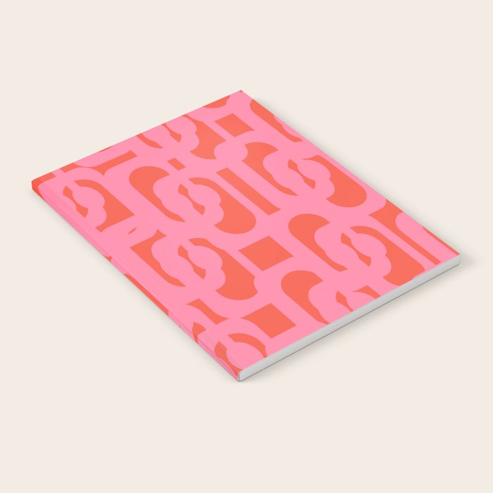 Contemporary Abstract Loop Pattern in Pink and Orange Red Notebook Gallery Image 2