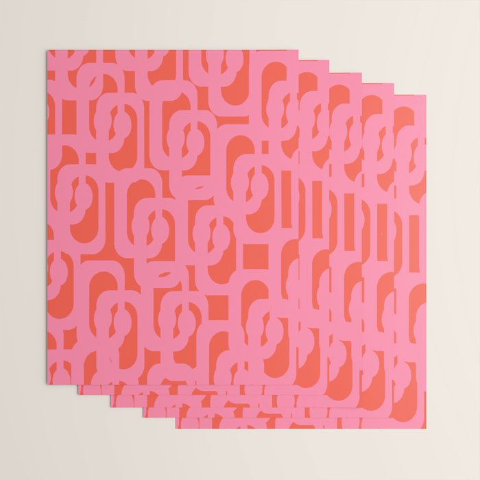 Contemporary Abstract Loop Pattern in Pink and Orange Red Wrapping Paper Gallery Image 3