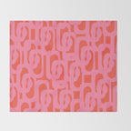 Contemporary Abstract Loop Pattern in Pink and Orange Red Throw Blanket Gallery Image 2