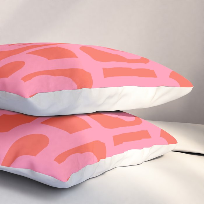 Contemporary Abstract Loop Pattern in Pink and Orange Red Pillow Sham Gallery Image 3