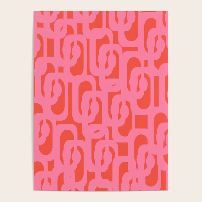 Contemporary Abstract Loop Pattern in Pink and Orange Red Poster Gallery Image 4