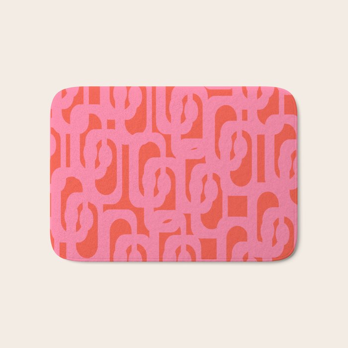 Contemporary Abstract Loop Pattern in Pink and Orange Red Bath Mat Gallery Image 1