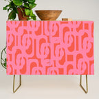 Contemporary Abstract Loop Pattern in Pink and Orange Red Credenza Gallery Image 1