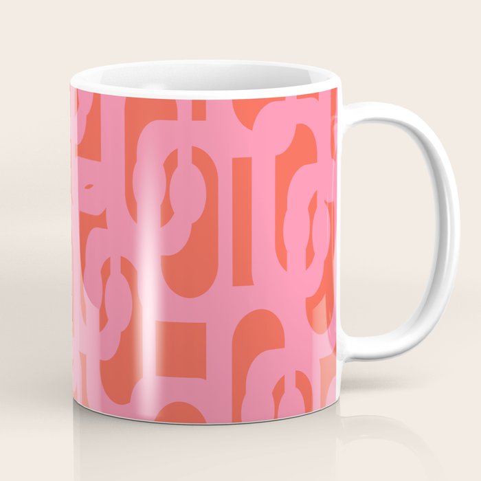 Contemporary Abstract Loop Pattern in Pink and Orange Red Coffee Mug Gallery Image 1