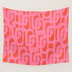 Contemporary Abstract Loop Pattern in Pink and Orange Red Wall Tapestry Gallery Image 4