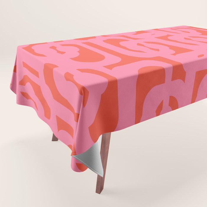 Contemporary Abstract Loop Pattern in Pink and Orange Red Tablecloth Gallery Image 1