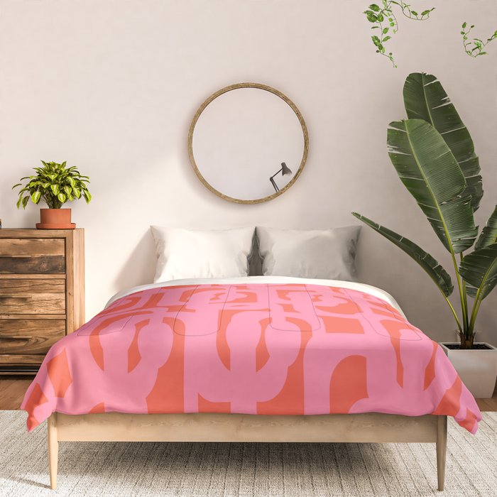 Contemporary Abstract Loop Pattern in Pink and Orange Red Comforter Gallery Image 3
