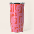 Contemporary Abstract Loop Pattern in Pink and Orange Red Travel Mug Gallery Image 1