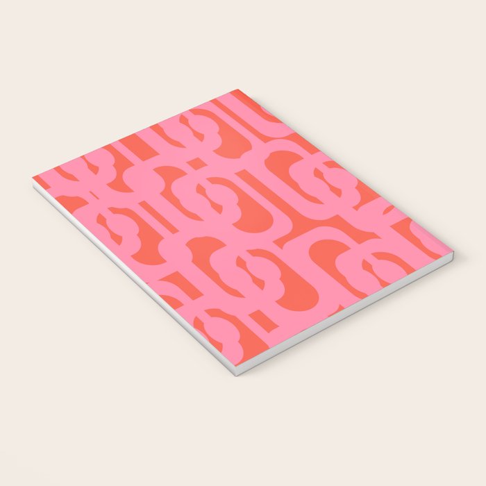 Contemporary Abstract Loop Pattern in Pink and Orange Red Notebook Gallery Image 3