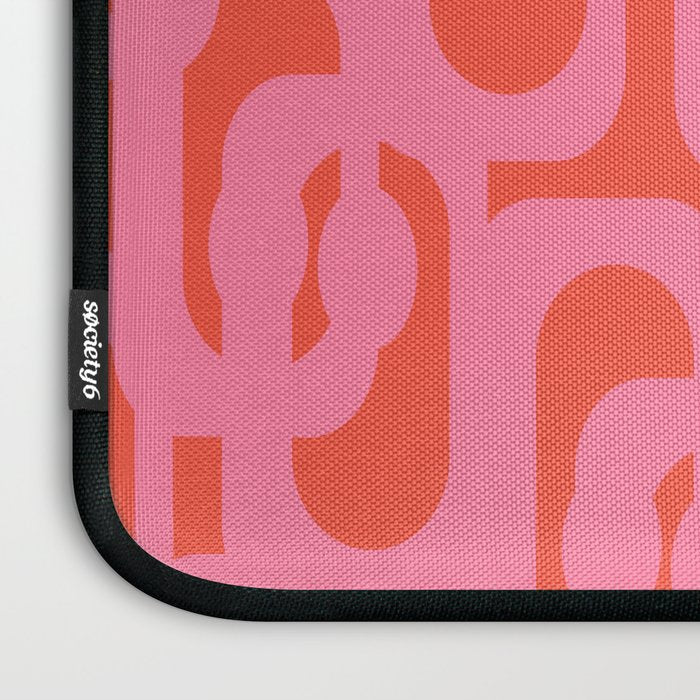 Contemporary Abstract Loop Pattern in Pink and Orange Red Laptop Sleeve Gallery Image 3