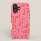 Contemporary Abstract Loop Pattern in Pink and Orange Red iPhone Case Gallery Image 1