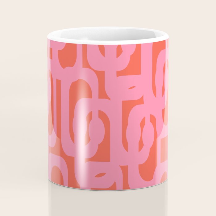 Contemporary Abstract Loop Pattern in Pink and Orange Red Coffee Mug Gallery Image 4