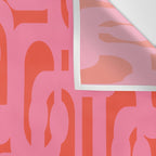 Contemporary Abstract Loop Pattern in Pink and Orange Red Wall Tapestry Gallery Image 3