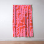 Contemporary Abstract Loop Pattern in Pink and Orange Red Window Curtain Gallery Image 3