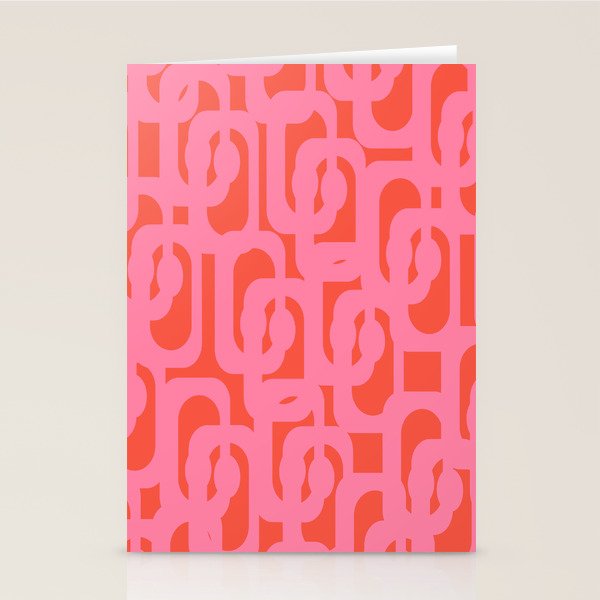 Contemporary Abstract Loop Pattern in Pink and Orange Red Stationery Card Gallery Image 1
