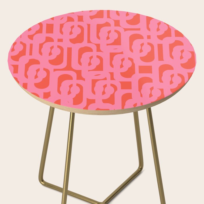 Contemporary Abstract Loop Pattern in Pink and Orange Red Side Table Gallery Image 2