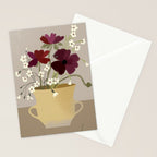 illustration of a cozy field bouquet of bright pink flowers in a vase  Stationery Card Gallery Image 2