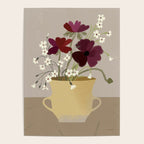 illustration of a cozy field bouquet of bright pink flowers in a vase  Poster Gallery Image 4