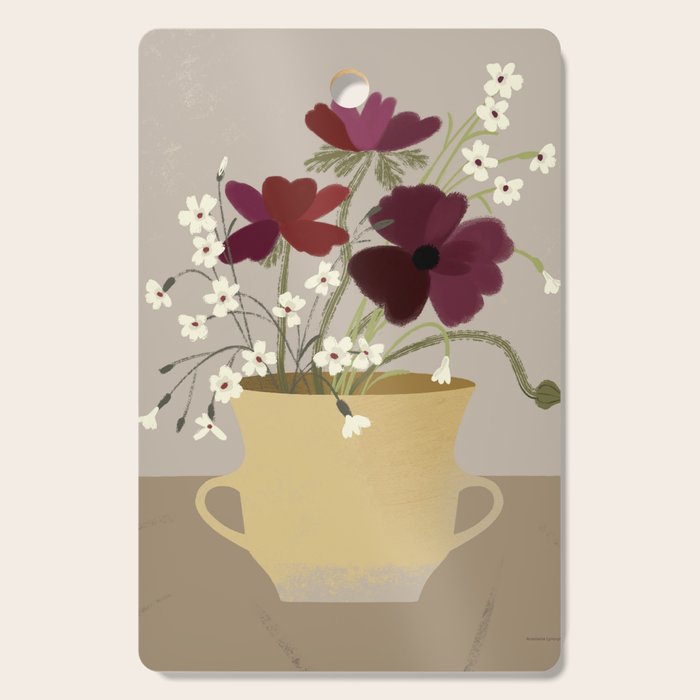 illustration of a cozy field bouquet of bright pink flowers in a vase  Cutting Board Gallery Image 1