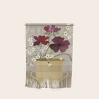 illustration of a cozy field bouquet of bright pink flowers in a vase  Wall Hanging Gallery Image 1