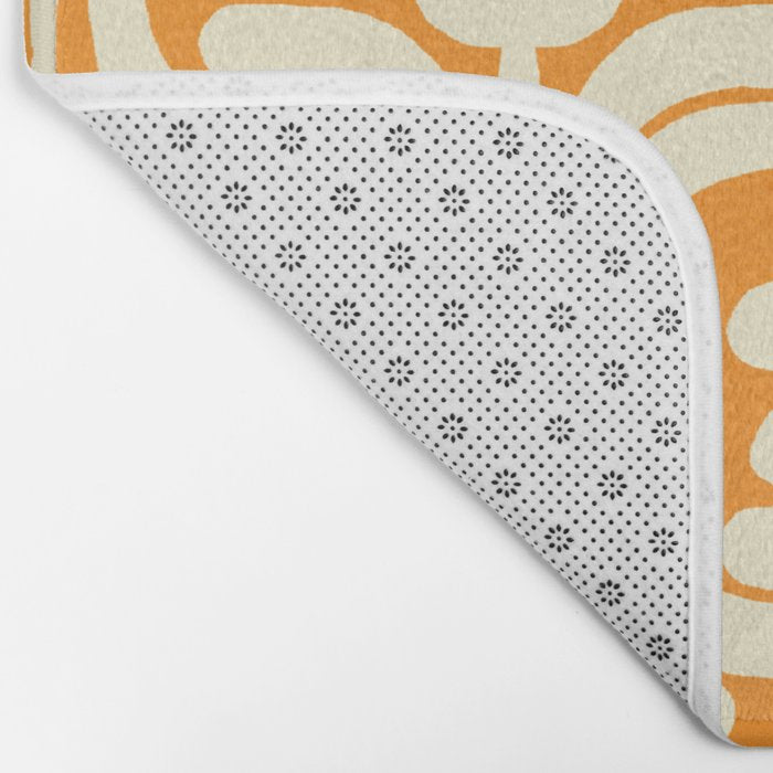 70s Orange Flower Pattern Bath Mat Gallery Image 2