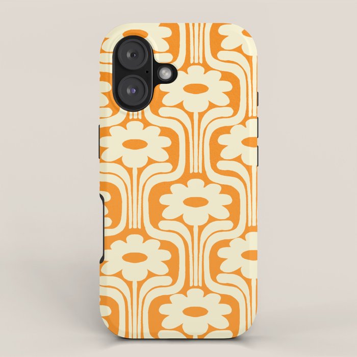 70s Orange Flower Pattern iPhone Case Gallery Image 1