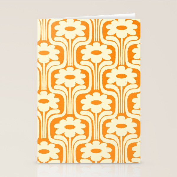 70s Orange Flower Pattern Stationery Card Gallery Image 1